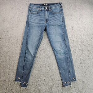 Express Jeans Womens Size 2 28x26 Original Vintage Skinny High Rise Eyelet Cuffs